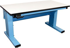 Proline - 60 Wide x 30" Deep x 42-1/2" High, Plastic Laminate Workbench - Adjustable Height Legs, Light Blue - Exact Tooling