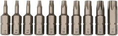 Wiha - 10 Piece, 1/4" Drive Screwdriver Insert Bit Set - T7 to T40 Torx - Exact Tooling