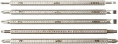 Wiha - 5 Piece, 6mm Drive Screwdriver Bit Set - #0 to #2 Phillips, #1 & #2 Pozidriv, #1 & #2 Square Recess, 3, 4 & 6mm Slotted - Exact Tooling