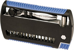 Wiha - 17 Piece, 1/4" Drive Screwdriver 1/4" Bit Ratchet Bit Set - #1 to #3 Phillips, #1 & #2 Pozidriv, 4.5 & 6mm Slotted - Exact Tooling