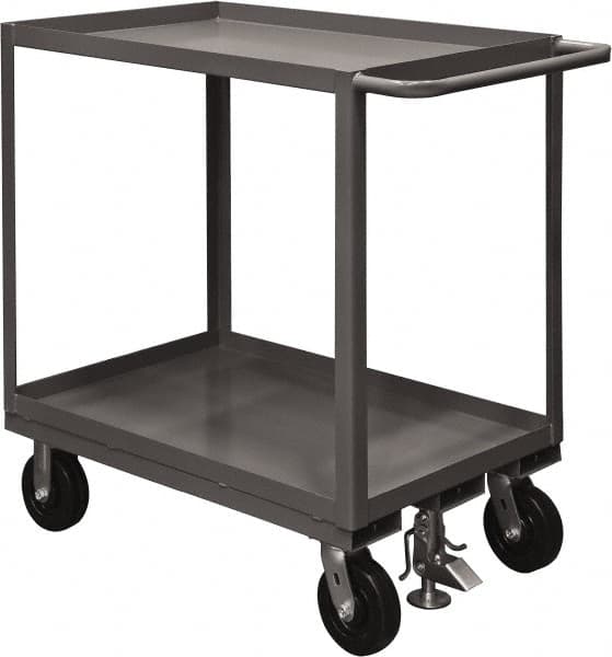 Durham - 2,400 Lb Capacity, 48" Wide x 24" Long x 37-5/8" High Service Cart - 2 Shelf, Steel, 2 Rigid/2 Swivel Casters - Exact Tooling