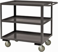 Durham - 2,400 Lb Capacity, 48" Wide x 18" Long x 37-5/8" High Service Cart - 2 Shelf, Steel, 2 Rigid/2 Swivel Casters - Exact Tooling