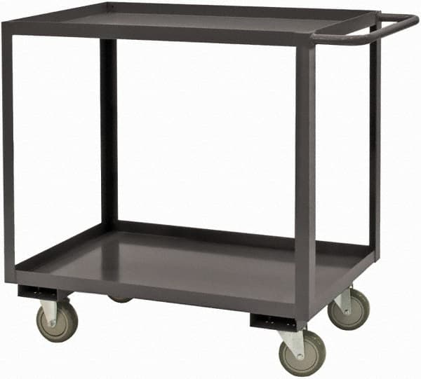 Durham - 2,400 Lb Capacity, 36" Wide x 18" Long x 37-5/8" High Service Cart - 2 Shelf, Steel, 2 Rigid/2 Swivel Casters - Exact Tooling