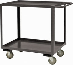 Durham - 2,400 Lb Capacity, 36" Wide x 18" Long x 37-5/8" High Service Cart - 2 Shelf, Steel, 2 Rigid/2 Swivel Casters - Exact Tooling
