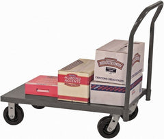 Durham - 2,000 Lb Capacity Steel Platform Truck - Steel Deck, 60" OAW, 9" Platform Height, Phenolic Casters - Exact Tooling