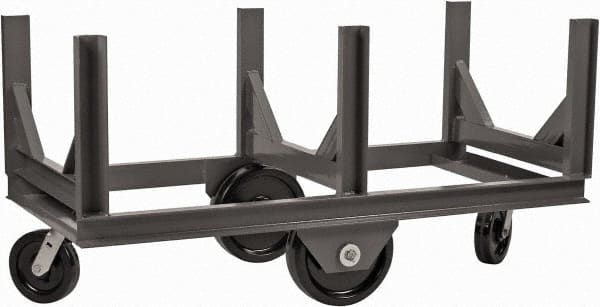 Durham - 4,000 Lb Capacity Steel Bar Cradle Truck - Steel Deck, 60" OAW, Phenolic Casters - Exact Tooling