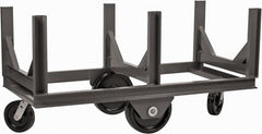 Durham - 4,000 Lb Capacity Steel Bar Cradle Truck - Steel Deck, 60" OAW, Phenolic Casters - Exact Tooling