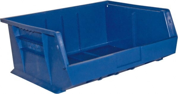 Durham - 14-5/8" Deep, Blue Plastic Hang and Stack Bins - 7" High x 16-3/4" Wide x 14-5/8" Long - Exact Tooling