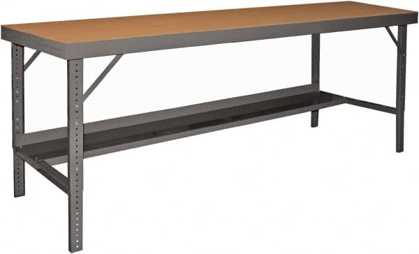 Durham - 96 Wide x 36" Deep x 26" High, Steel Workbench - Folding Legs, Gray - Exact Tooling