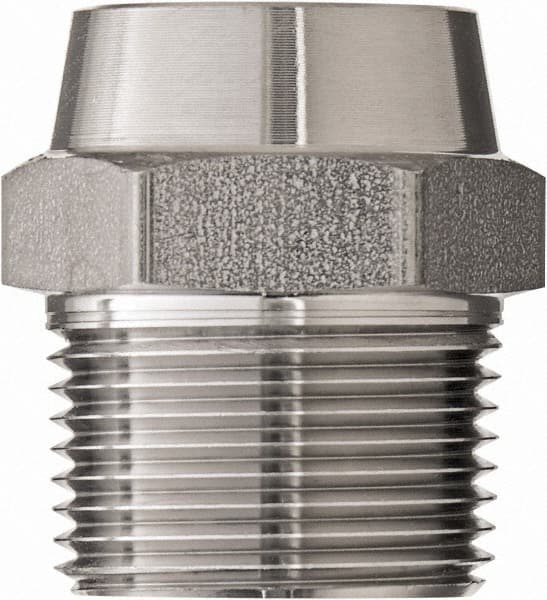 Made in USA - 1-1/4" Grade 304 Stainless Steel Pipe Hex Nipple - MNPT x Butt Weld End Connections, 1,250 psi - Exact Tooling