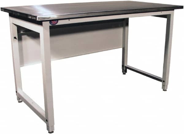 Proline - 60 Wide x 30" Deep x 40" High, Stainless Steel Workbench - Adjustable Height Legs, Light Gray - Exact Tooling