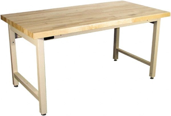 Proline - 72 Wide x 36" Deep x 36" High, Maple Workbench - Adjustable Height Legs, Light Beige - Exact Tooling