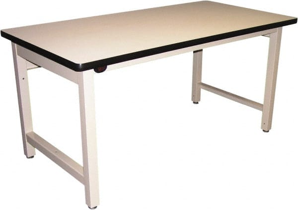 Proline - 72 Wide x 36" Deep x 36" High, Plastic Laminate Workbench - Adjustable Height Legs, Light Beige - Exact Tooling