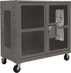 Durham - 2,000 Lb Capacity, 4-Sided Steel Mesh Stock Truck - 36" Long x 60" Wide x 57-3/16" High, Phenolic Wheels - Exact Tooling