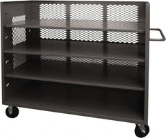 Durham - 2,000 Lb Capacity, 3 Shelf, 3-Sided Steel Truck - 36" Long x 72-1/2" Wide x 56-7/16" High, Phenolic Wheels - Exact Tooling