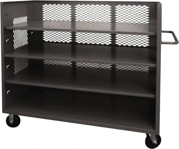 Durham - 2,000 Lb Capacity, 3 Shelf, 3-Sided Steel Truck - 36" Long x 60-1/2" Wide x 56-7/16" High, Phenolic Wheels - Exact Tooling