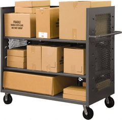 Durham - 2,000 Lb Capacity, 2 Shelf, 3-Sided Steel Truck - 36" Long x 60-1/2" Wide x 56-7/16" High, Phenolic Wheels - Exact Tooling