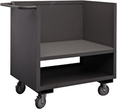 Durham - 1,200 Lb Capacity, 1 Shelf, 3-Sided Steel Truck - 18" Long x 36" Wide x 40" High, Phenolic Wheels - Exact Tooling