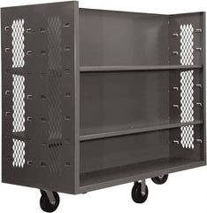 Durham - 2,000 Lb Capacity, 4 Shelf, 2-Sided Steel Mesh Stock Truck - 30" Long x 48" Wide x 57" High, Phenolic Wheels - Exact Tooling