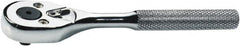 Proto - 1/4" Drive Pear Head Ratchet - Full Polish Chrome Finish, 5" OAL, 90 Gear Teeth, Standard Handle, Reversible Head - Exact Tooling