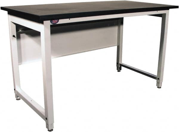 Proline - 60 Wide x 30" Deep x 40" High, Epoxy Resin Workbench - Adjustable Height Legs, White - Exact Tooling