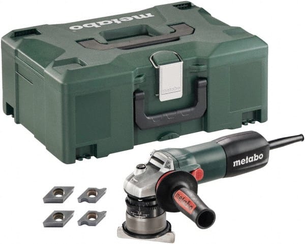 Metabo - 45° Bevel Angle, 5/32" Bevel Capacity, 11,500 RPM, 470 Power Rating, Electric Beveler - 8 Amps, 1/8" Min Workpiece Thickness - Exact Tooling