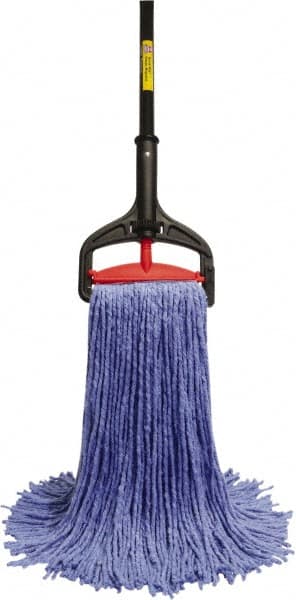 O-Cedar - Blue Deck Mop - 5" Long x 1-1/4" Wide Head, 60" Long Handle, Cotton Blend Head - Exact Tooling