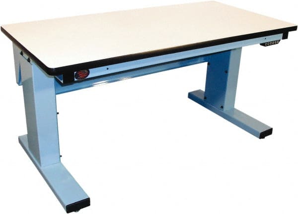 Proline - 60 Wide x 30" Deep x 42-1/2" High, Static Dissipative Workbench - Adjustable Height Legs, Light Blue - Exact Tooling