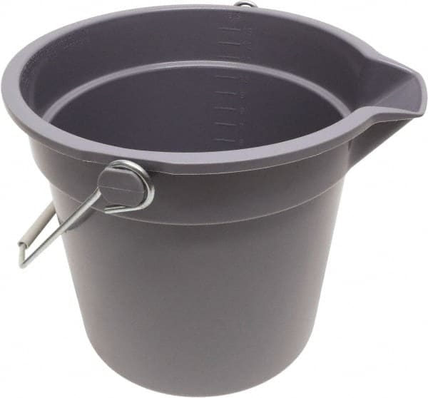 O-Cedar - 14 Qt, 11" High, Plastic Round Gray Single Pail with Pour Spout - Handle Included, 12" Top Diam - Exact Tooling