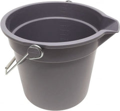 O-Cedar - 14 Qt, 11" High, Plastic Round Gray Single Pail with Pour Spout - Handle Included, 12" Top Diam - Exact Tooling