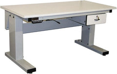 Proline - 60 Wide x 30" Deep x 42-1/2" High, Plastic Laminate Workbench - Adjustable Height Legs, Light Gray - Exact Tooling