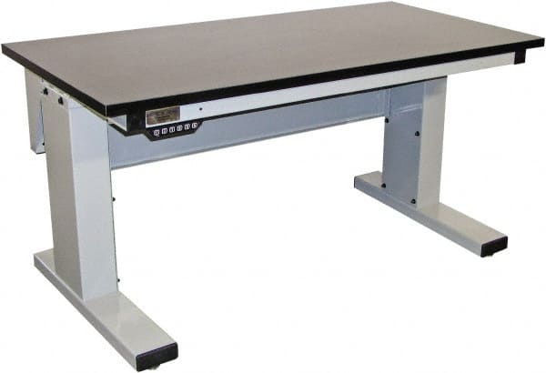 Proline - 60 Wide x 30" Deep x 42-1/2" High, Chem-Guard Workbench - Adjustable Height Legs, Light Gray - Exact Tooling