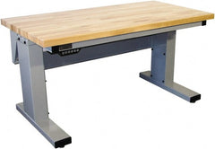 Proline - 60 Wide x 30" Deep x 42-1/2" High, Maple Workbench - Adjustable Height Legs, Light Gray - Exact Tooling