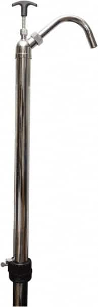 Detco - 5.8 Strokes per Gal, 3/4" Outlet, Metal Hand Operated Drum Pump - 22 oz per Stroke, 42-1/2" OAL, For 15 to 55 Gal Drums - Exact Tooling