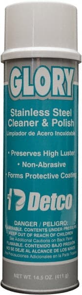 Detco - 20 fl oz Aerosol Stainless Steel Cleaner & Polish - Lemon Scented, Aerosol Can Container - Exact Tooling