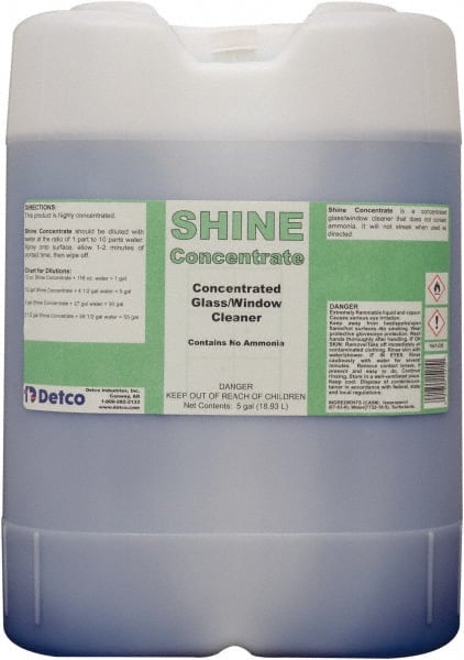 Detco - 5 Gal Drum Unscented Glass Cleaner - Concentrated, Use on Glass - Exact Tooling