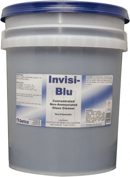 Detco - 5 Gal Pail Unscented Glass Cleaner - Concentrated, Use on Glass - Exact Tooling