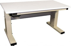 Proline - 60 Wide x 30" Deep x 42-1/2" High, Plastic Laminate Workbench - Adjustable Height Legs, Light Beige - Exact Tooling