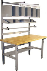 Proline - 60 Wide x 30" Deep x 36" High, Maple Workbench - Adjustable Height Legs, Light Gray - Exact Tooling