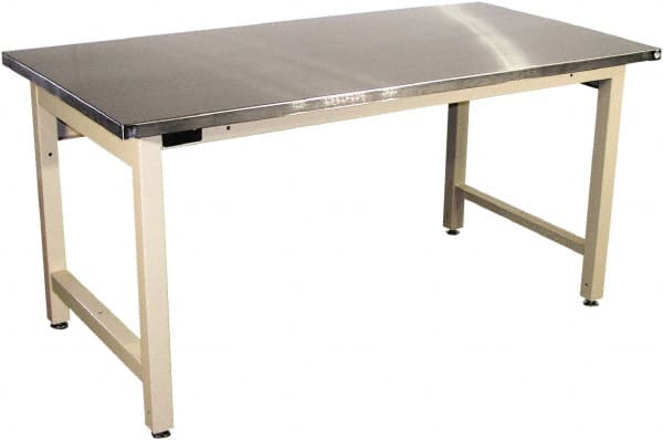 Proline - 60 Wide x 30" Deep x 36" High, Stainless Steel Workbench - Adjustable Height Legs, Light Beige - Exact Tooling