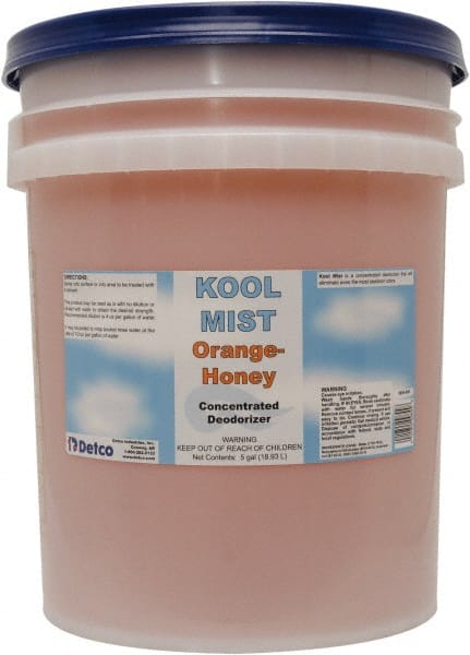 Detco - 5 Gal Pail Deodorizer - Liquid, Orange-Honey Scent, Concentrated, Environmentally Safe - Exact Tooling