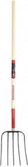 Razor-Back - Fork with 48" Straight Hardwood Handle - 9" Blade Width, 5 Tines, 12-1/2" Tine Length - Exact Tooling