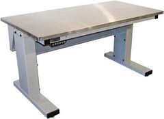 Proline - 60 Wide x 30" Deep x 42-1/2" High, Stainless Steel Workbench - Adjustable Height Legs, Light Gray - Exact Tooling