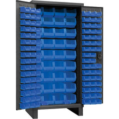 Durham - 132 Bin Storage Cabinet - Steel, 36" Wide x 24" Deep x 78" High, Gray - Exact Tooling