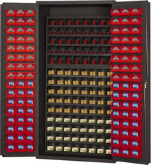 Durham - 208 Bin Storage Cabinet - Steel, 38" Wide x 26" Deep x 72" High, Gray - Exact Tooling