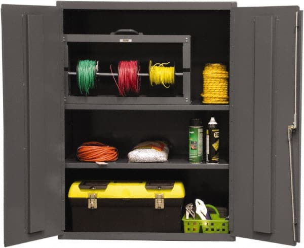 Durham - 2 Shelf Locking Storage Cabinet - Steel, 36" Wide x 18" Deep x 48" High, Gray - Exact Tooling