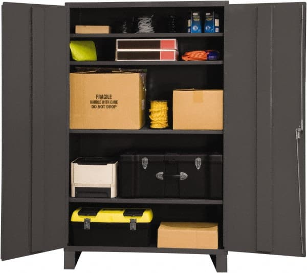 Durham - 4 Shelf Locking Storage Cabinet - Steel, 60" Wide x 24" Deep x 84" High, Gray - Exact Tooling