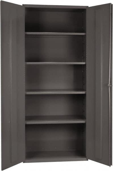 Durham - 4 Shelf Locking Storage Cabinet - Steel, 36" Wide x 24" Deep x 84" High, Gray - Exact Tooling