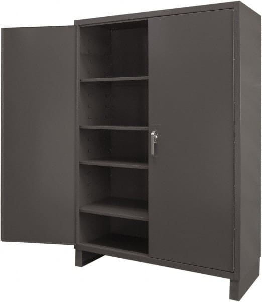 Durham - 4 Shelf Locking Storage Cabinet - Steel, 60" Wide x 24" Deep x 84" High, Gray - Exact Tooling