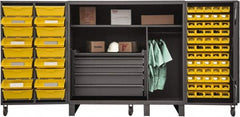 Durham - 2 Shelf 78 Bin Storage Cabinet - Steel, 36" Wide x 36" Deep x 60" High, Gray - Exact Tooling